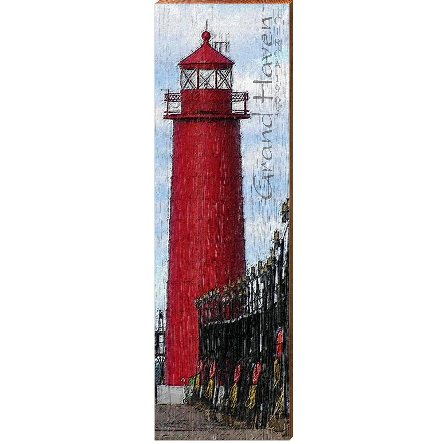 Grand Haven Lighthouse | Wall Art Print on Real Wood