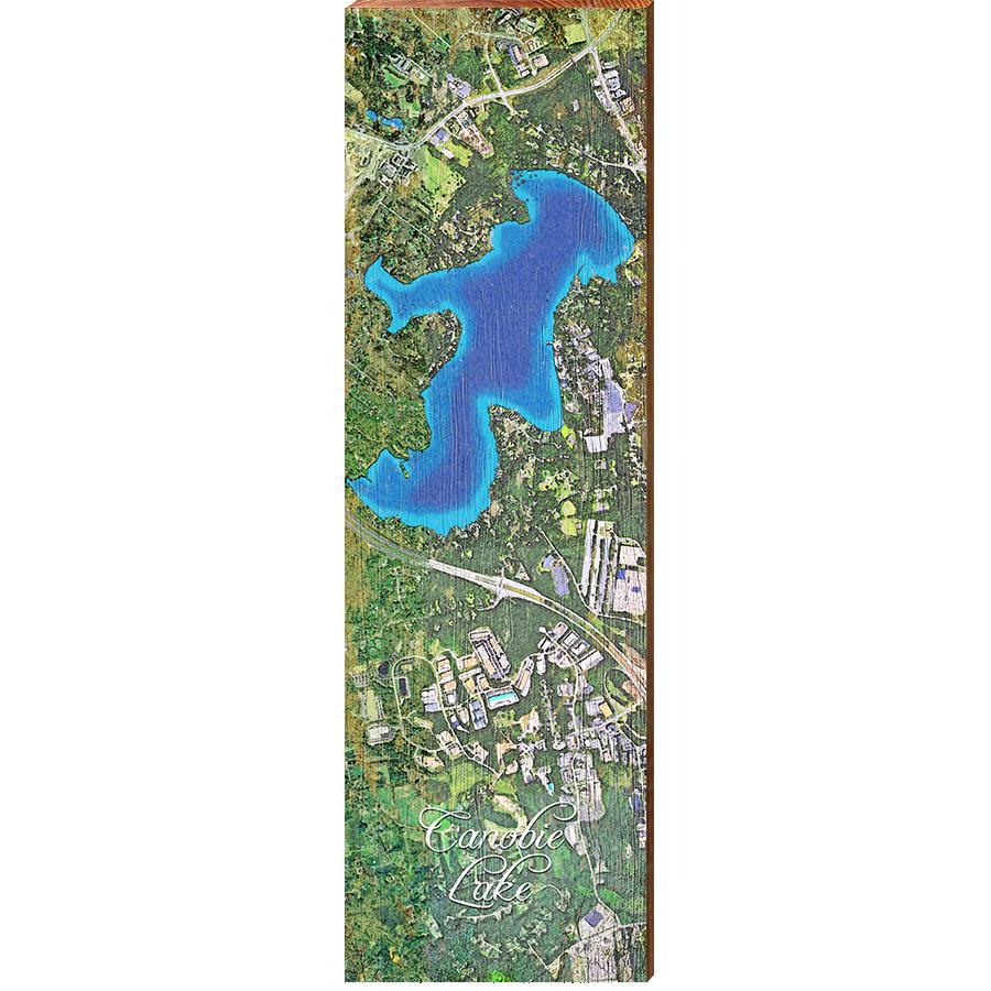 Canobie Lake, New Hampshire Map Wooden Sign | Wall Art Print on Real Wood