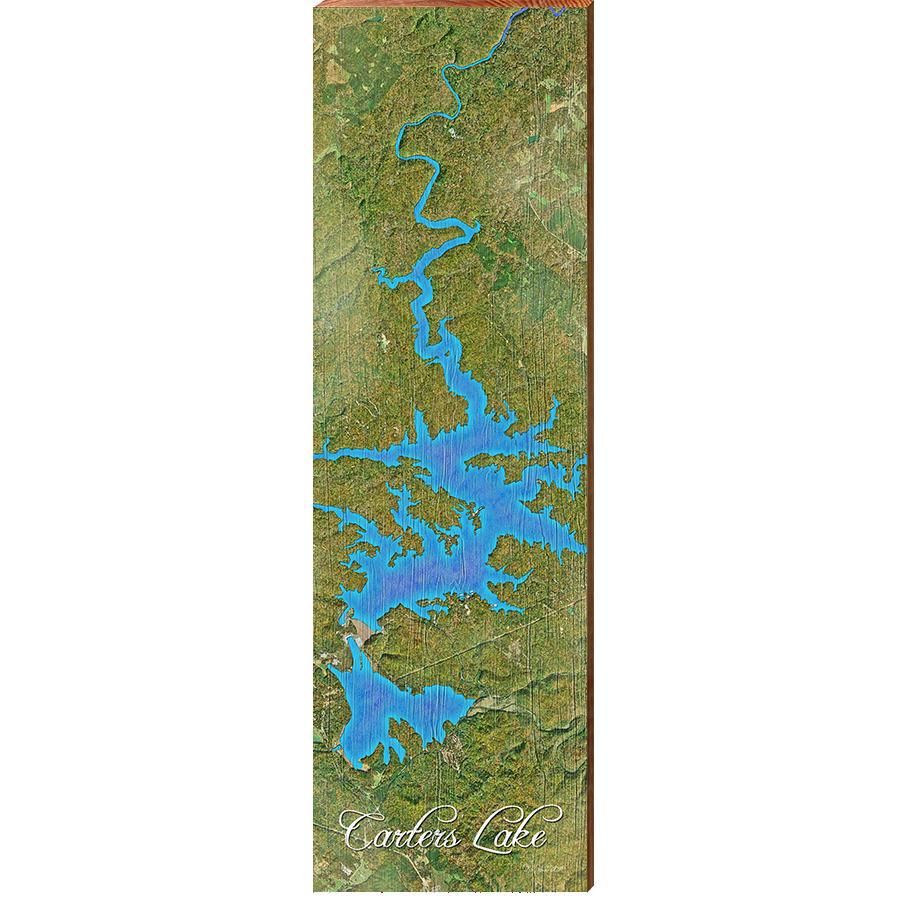 Carters Lake, Georgia Map Wooden Sign | Wall Art Print on Real Wood