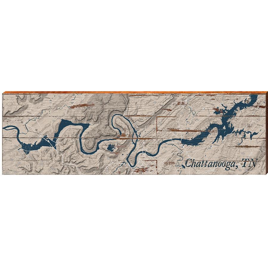 Chattanooga, Tennessee Map Wooden Sign | Wall Art Print on Real Wood