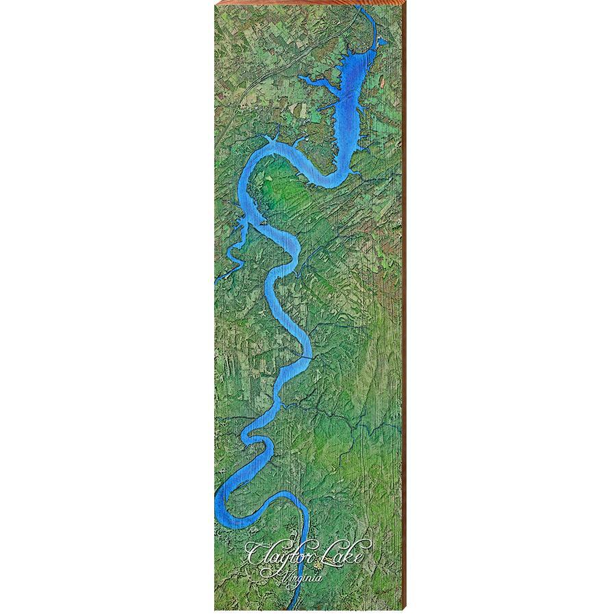 Claytor Lake, Virginia Map Wooden Sign | Wall Art Print on Real Wood