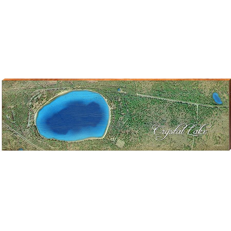 Crystal Lake, Wisconsin Map Wooden Sign | Wall Art Print on Real Wood