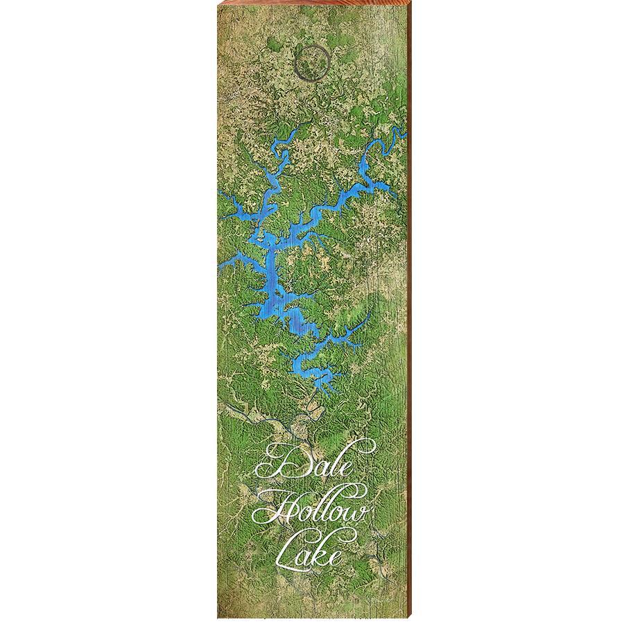 Dale Hollow Lake Map Home Decor Art Print on Real Wood