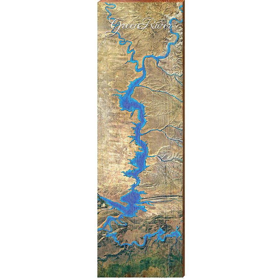 Green river Map Home Decor Art Print on Real Wood