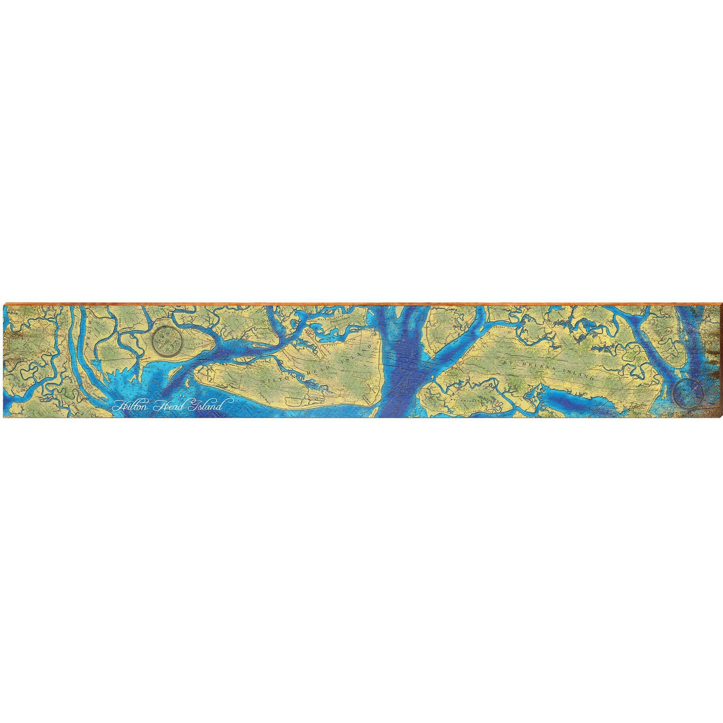Hilton Head Island Map Home Decor Art Print on Real Wood