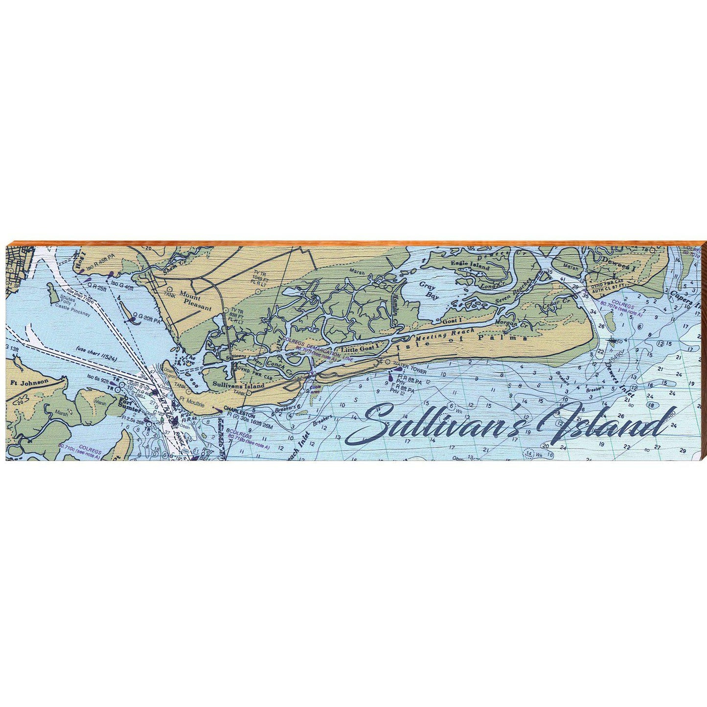 Sullivan's Island NOAA Chart | Wall Art Print on Real Wood
