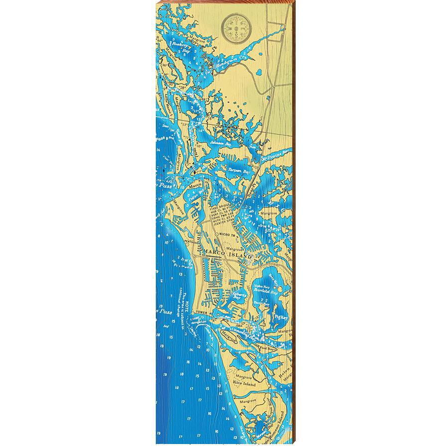 Marco Island, Florida Map | Wall Art Print on Real Wood