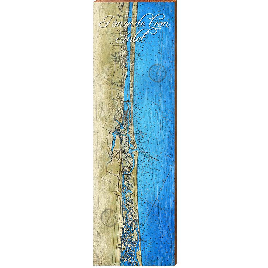 Ponce de Leon Inlet, Florida Map | Wall Art Print on Real Wood