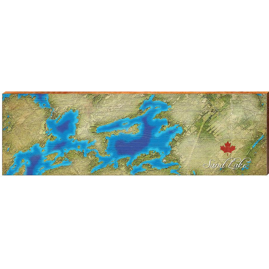 Sand Lake, Canada Satellite Map Wall Art | Wall Art Print on Real Wood