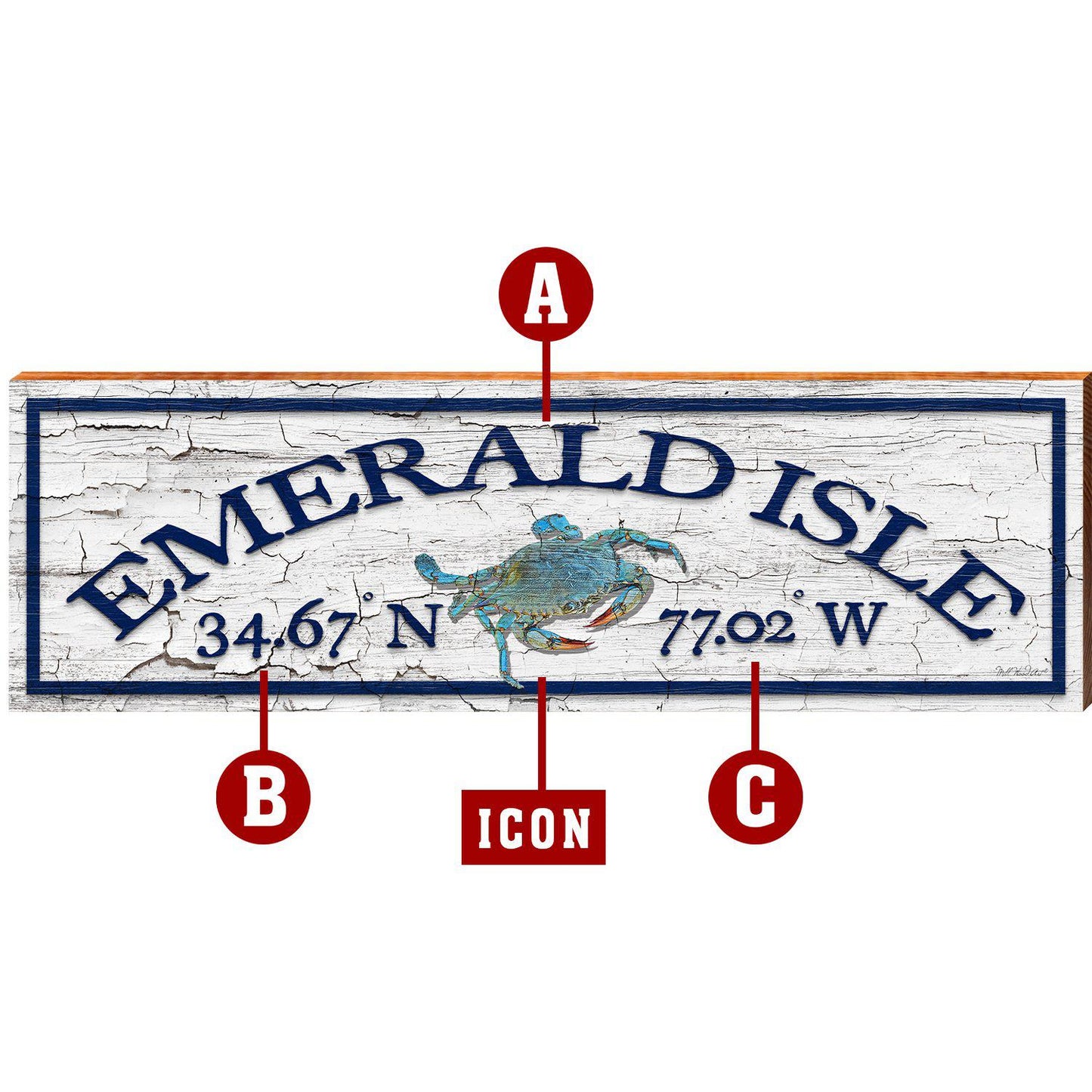 Customizable White Paint Chip Sign | Icon Choice | Wall Art Print on Real Wood