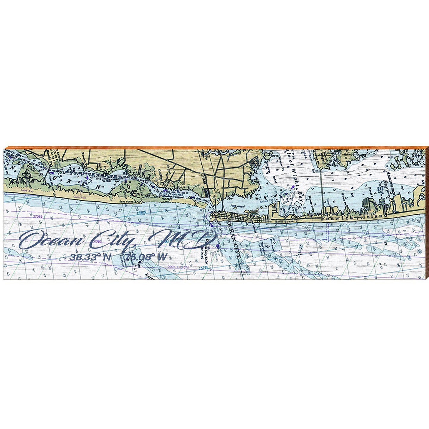 Ocean City, MD NOAA Chart Map | Wall Art Print on Real Wood