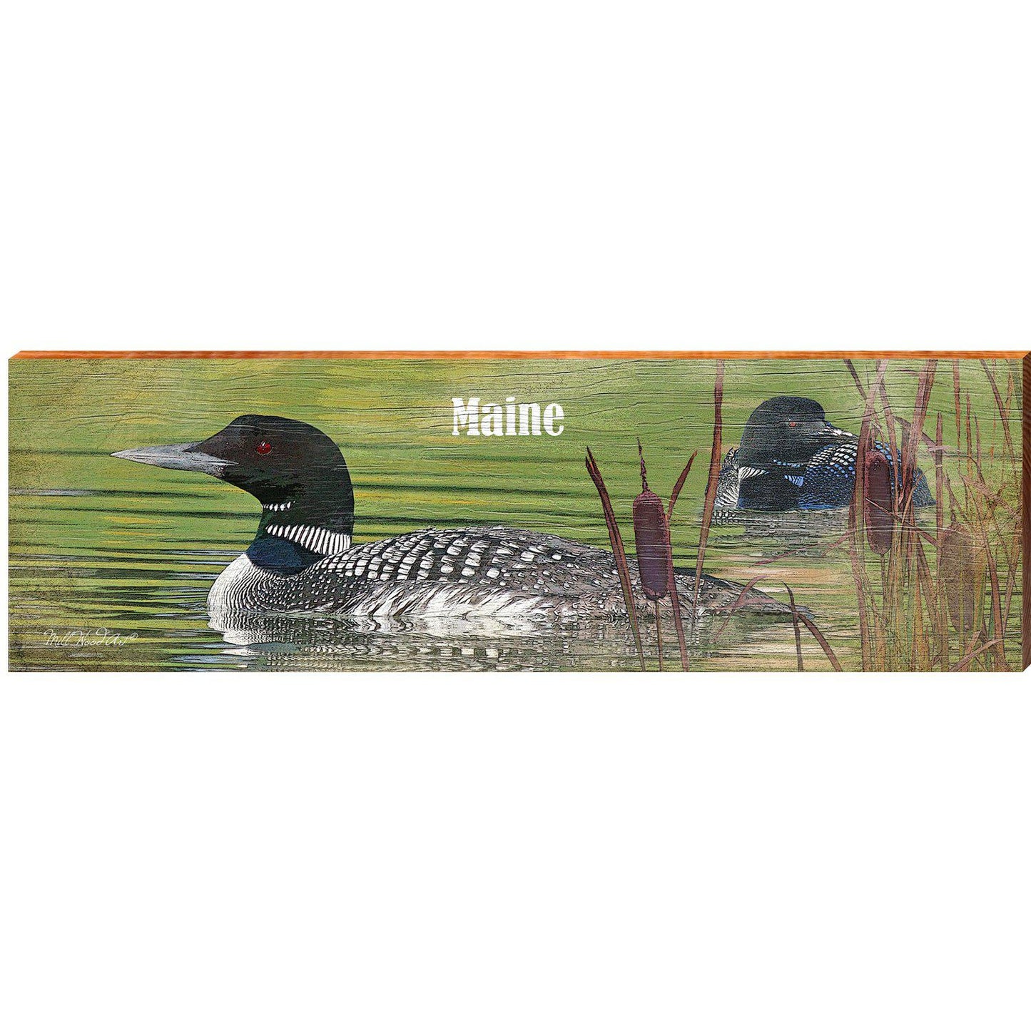 Maine Loons Wooden Sign | Wall Art Print on Real Wood