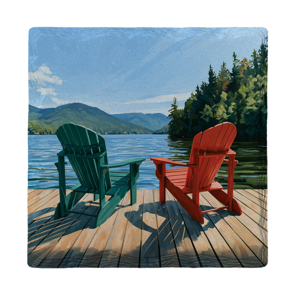 Lakeside Adirondack Chairs absorbent ceramic drink coaster