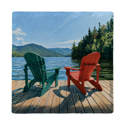 Lakeside Adirondack Chairs absorbent ceramic drink coaster