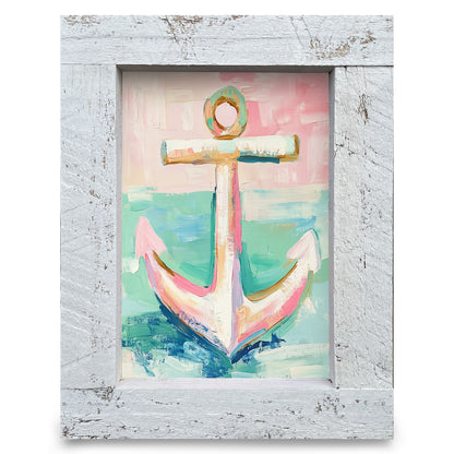 Cute Coastal Anchor  | Real Wood Framed Wall Art Print