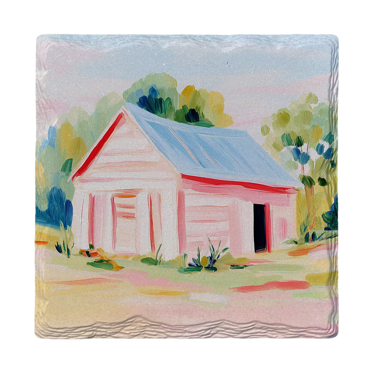 Pink Country Barn | Ceramic Drink Coaster