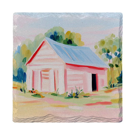 Pink Country Barn | Ceramic Drink Coaster