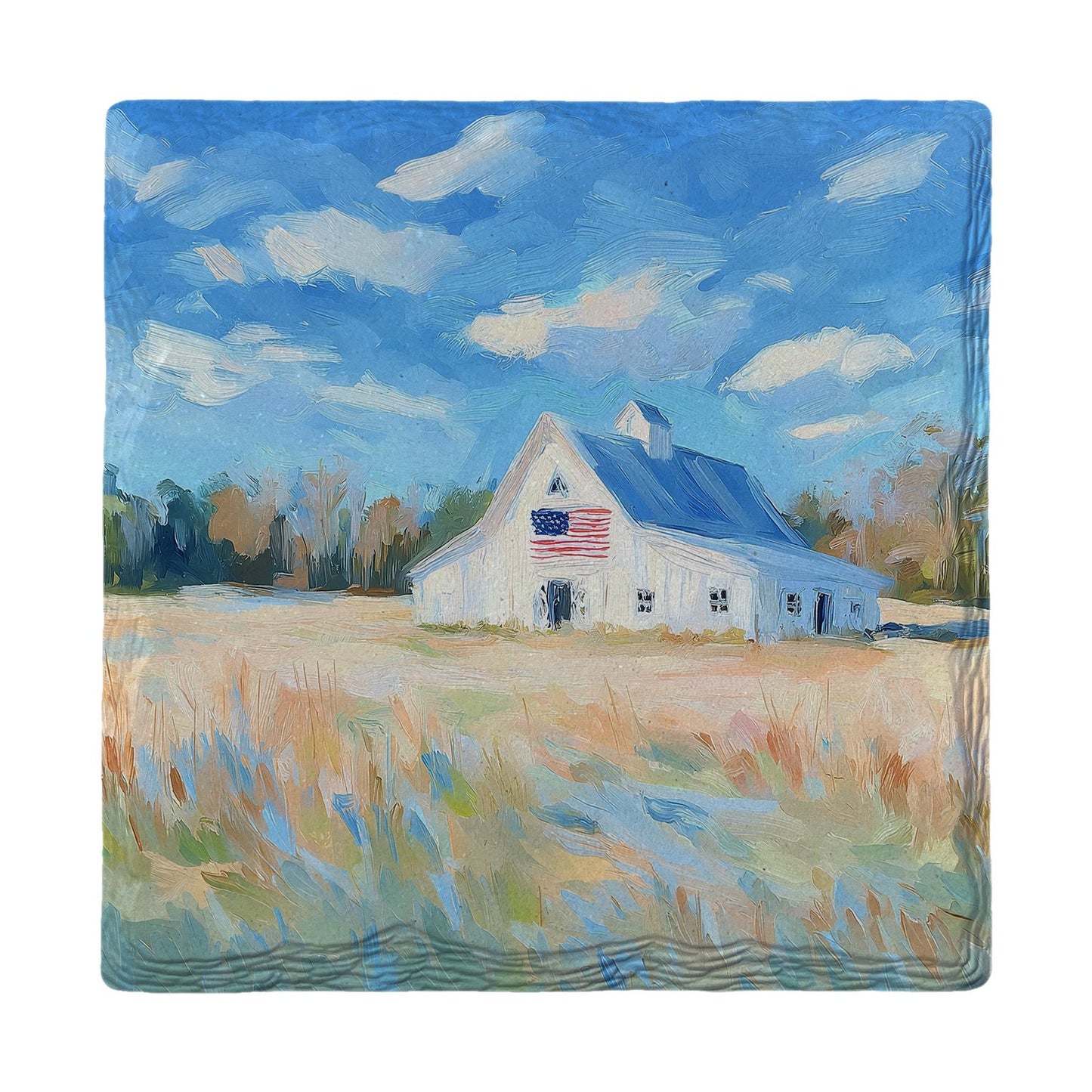 Patriotic White Barn | Ceramic Drink Coaster