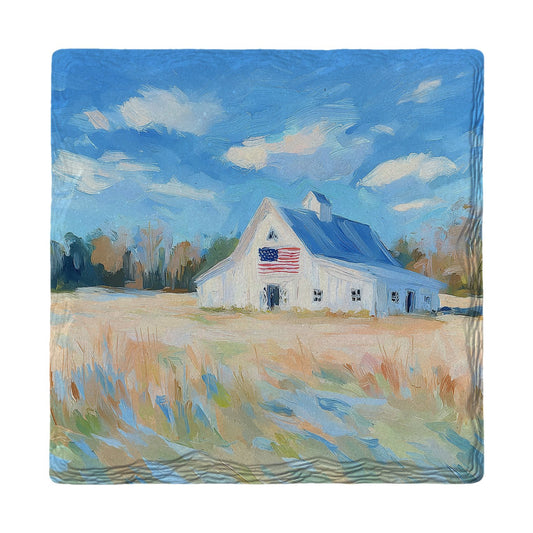 American Flag Barn | Ceramic Drink Coaster
