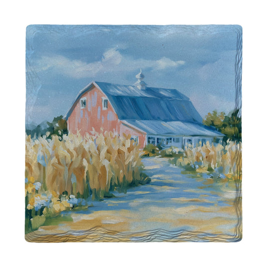 Red Barn Country Lane | Ceramic Drink Coaster