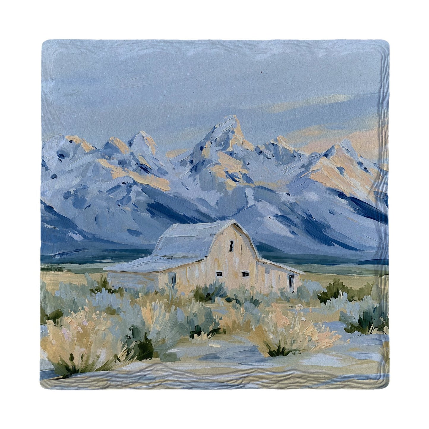Snowy Mountain Barn | Ceramic Drink Coaster