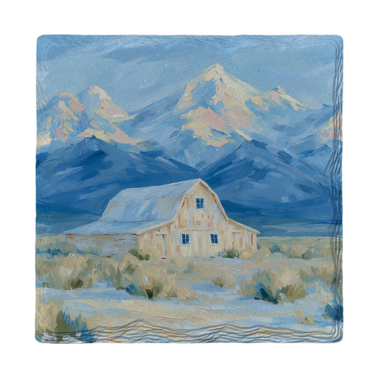 Alpine Meadow Barn | Ceramic Drink Coaster