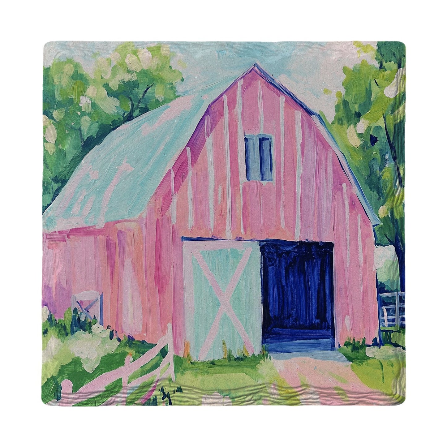 Pink Barn Open Doors | Ceramic Drink Coaster