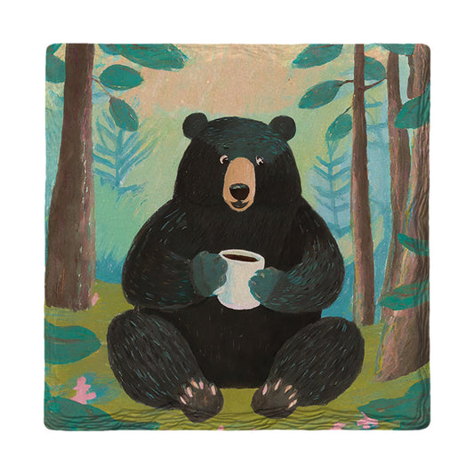 Bear with Morning Coffee | Ceramic Drink Coaster