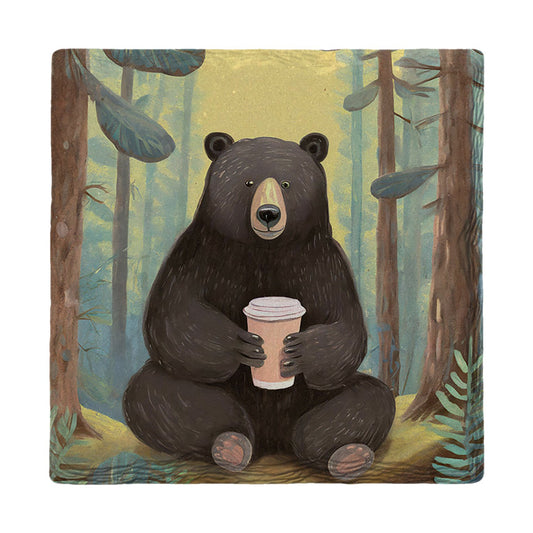 Forest Bear Coffee Break | Ceramic Drink Coaster