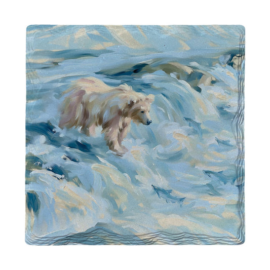 Polar Bear in Rapids | Ceramic Drink Coaster