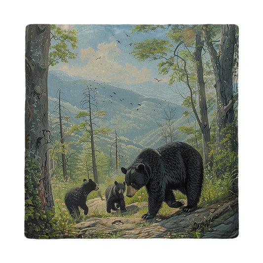 Black Bear Family Trail | Ceramic Drink Coaster