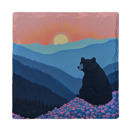 Bear at Mountain Sunset | Ceramic Drink Coaster