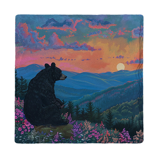 Sunset Wildflower Bear | Ceramic Drink Coaster