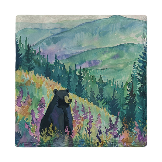 Wildflower Hillside Bear | Ceramic Drink Coaster