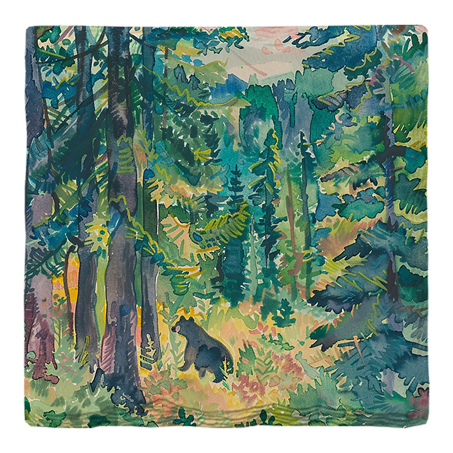 Black Bear Watercolor Woods | Drink Coaster