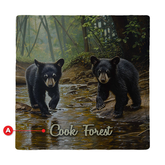 Curious Cubs at the Creek | Ceramic Drink Coaster