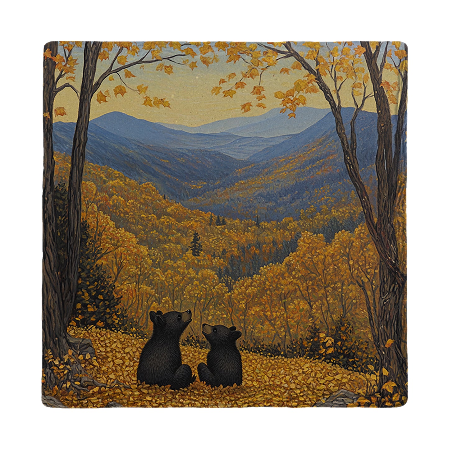 Golden Fall Black Bear Cubs | Drink Coaster