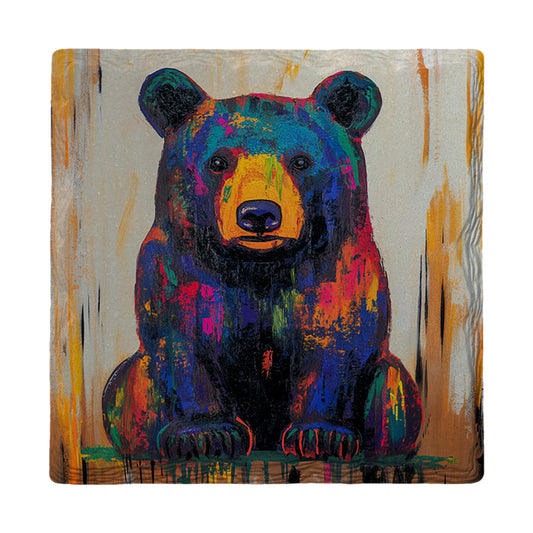 Colorful Black Bear | Drink Coaster