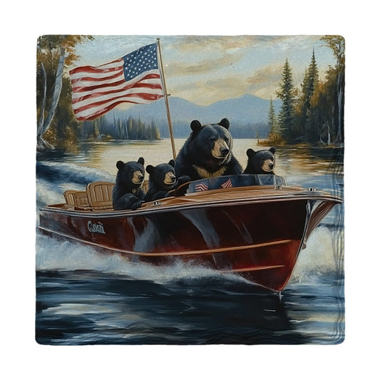 Bear Family Boat Ride | Ceramic Drink Coaster