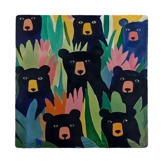 Peekaboo Bear Bunch | Ceramic Drink Coaster