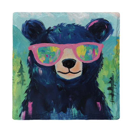 Cool Bear Pink Shades | Ceramic Drink Coaster
