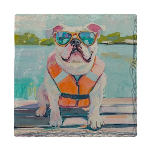 Bulldog Lake Day | Ceramic Drink Coaster