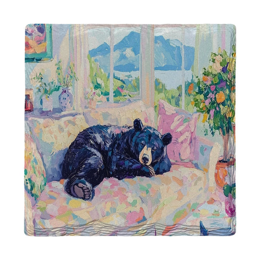 Cozy Couch Bear Nap | Ceramic Drink Coaster