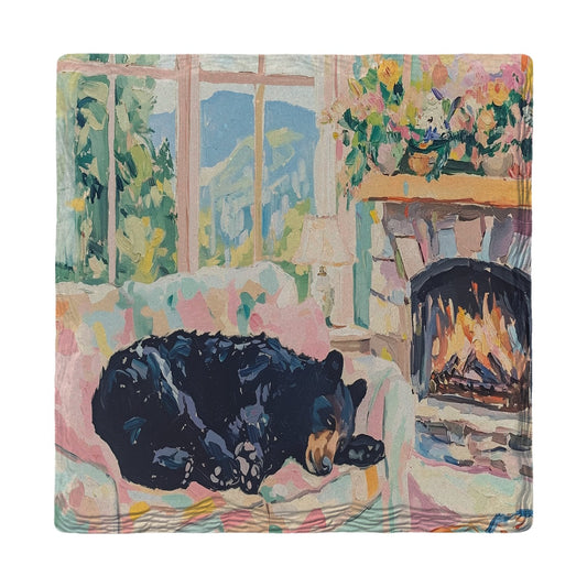 Fireside Bear Snooze | Ceramic Drink Coaster