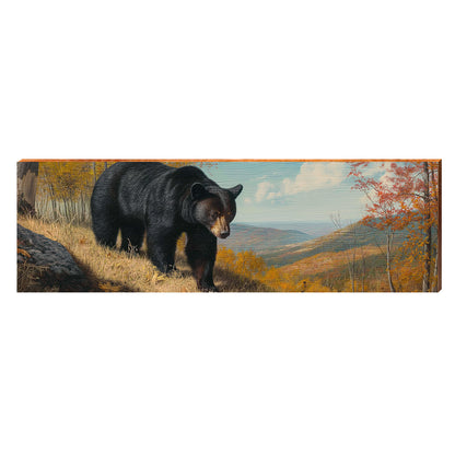 Black Bear Fall Mountains | Wall Art Print on Real Wood