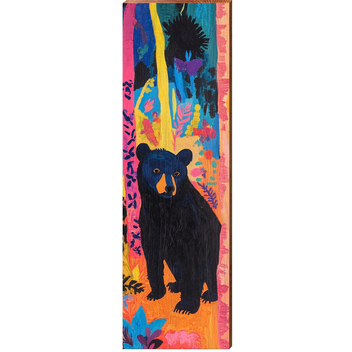 Brilliant Black Bear | Wall Art Print on Real Wood