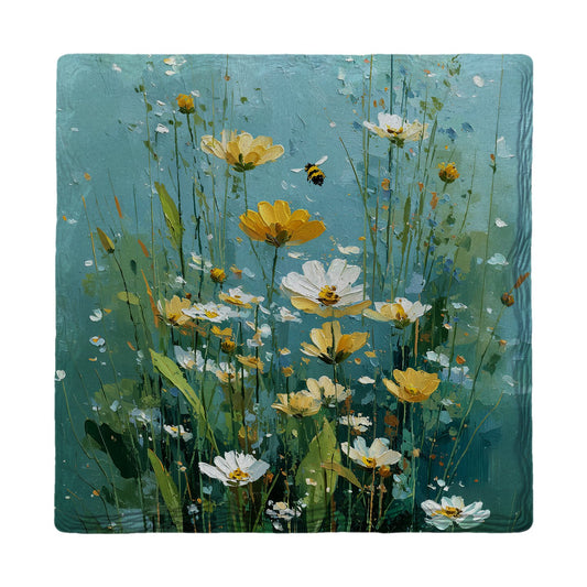 Bee in the Wildflowers | Ceramic Drink Coaster
