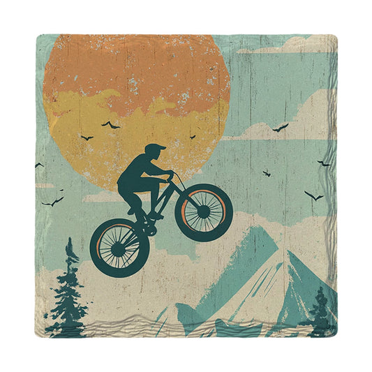 Retro Mountain Biker | Ceramic Drink Coaster