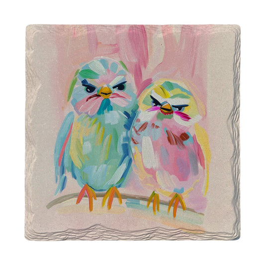 Grumpy Little Birds | Ceramic Drink Coaster