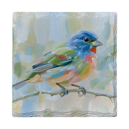 Painted Bunting Perch | Ceramic Drink Coaster